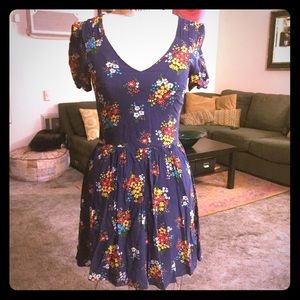 VINTAGE 90s Skater Tea Dress Grunge Flirty Floral